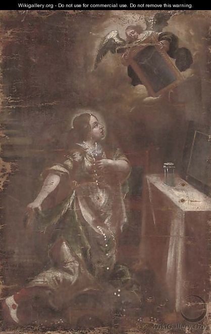 A vision of a female Saint - (after) Juan De Valdes Leal