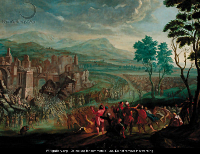 The Fall of the walls of Jericho - (after) Joseph Van Bredael