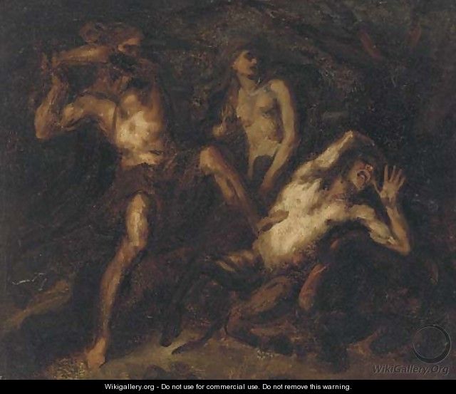 Two satyrs in combat - (after) Luca Giordano