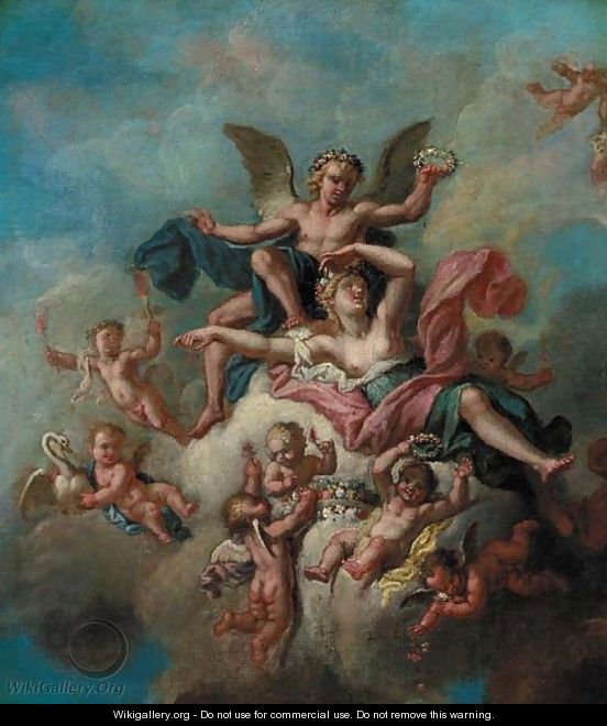Angels and nymphs disporting on a cloud - (after) Louis Cheron