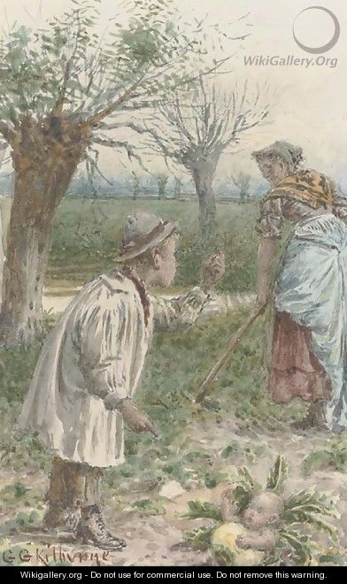 Tending the cabbage patch - George Goodwin Kilburne