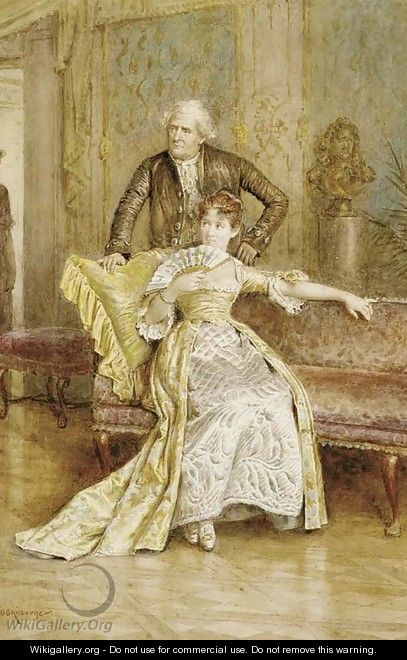 A gentleman and a lady in a drawing room - George Goodwin Kilburne