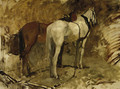 Paardstudie I working horses at rest - a study - George Hendrik Breitner