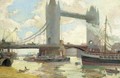 Barges and other river traffic by Tower Bridge - George Herbert Buckingham Holland