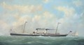 The cross-Channel paddlesteamer Paris (II) outward bound for France with a racing cutter astern of her - George Mears