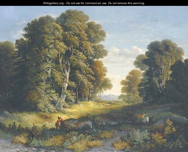 A traveller in a French pastoral landscape - George Loring Brown