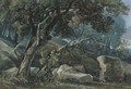 View through a wooded landscape - George Arthur Fripp