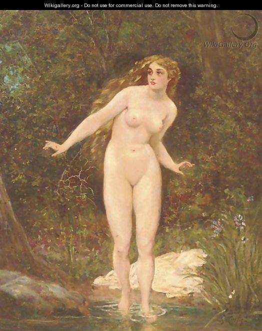 A nude bathing in woodland - George Curtis