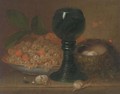 Still life with currants, a glass, bird's nest and eggs to the side - George Foster
