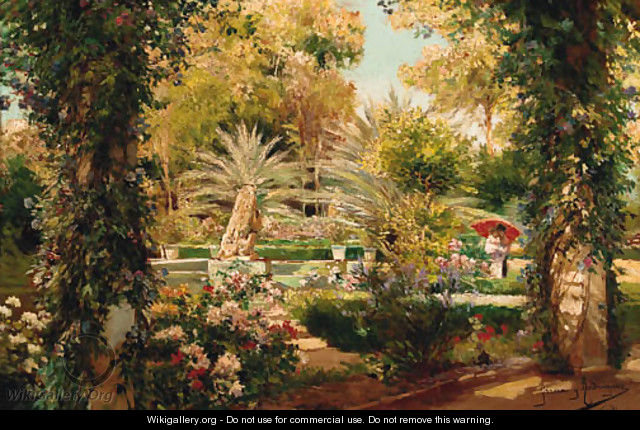 A sunlit garden - Manuel Garcia y Rodriguez