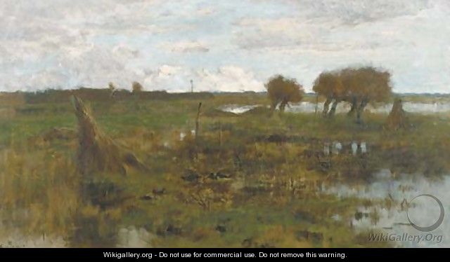 A polder landscape with willows - Geo Poggenbeek
