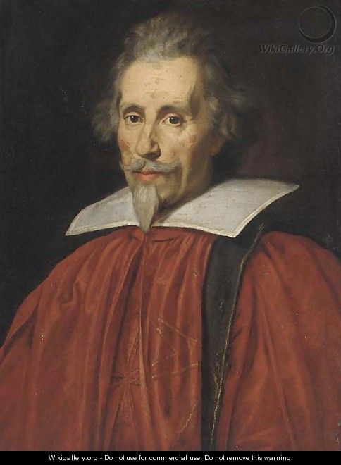 Portrait of a gentleman, half-length, in the red robes of the Knights of Malta - Genoese School