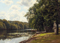 A sunlit river landscape - Georg Vilhelm Arnold Groth