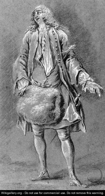 A gentleman holding a fur muff - French School