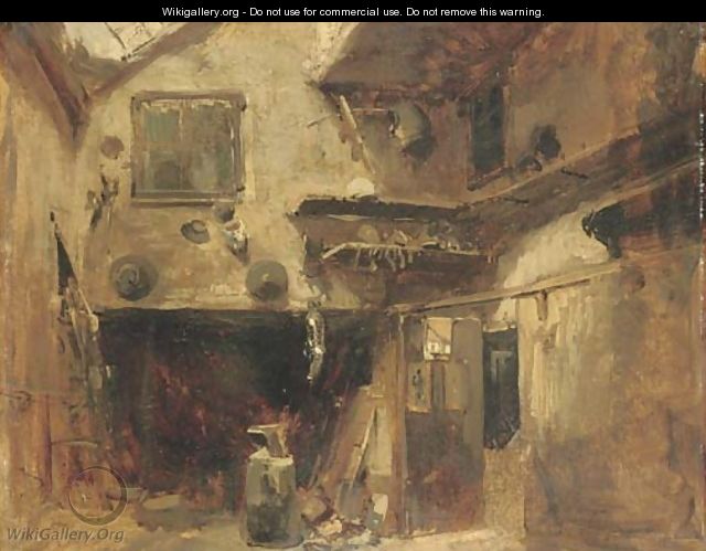 The interior of an armory - French School