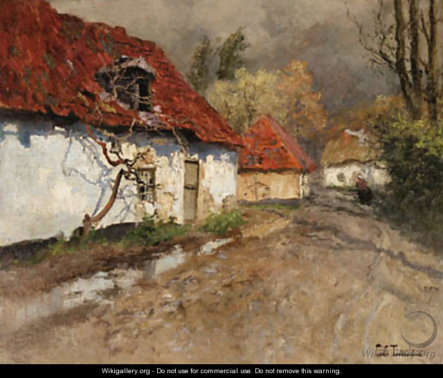 A Figure on a Village Path in Normandy - Fritz Thaulow