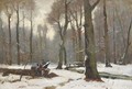 Winter in Haagsche Bosch woodcutters at work - Frits Mondriaan
