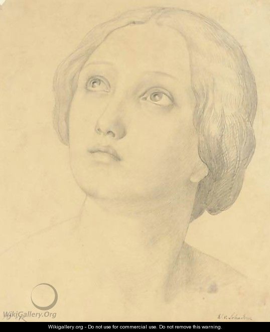 Head of a woman looking up - Friedrich Wilhelm von Schadow