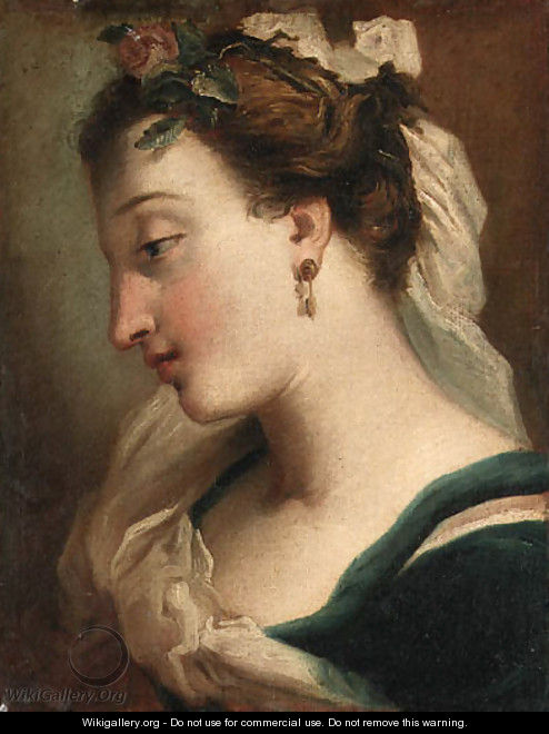 A girl, bust-length, in profile, with a rose in her hair - Gaetano Gandolfi