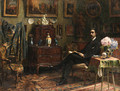 A gentleman reading in an interior - Gabriel Deluc