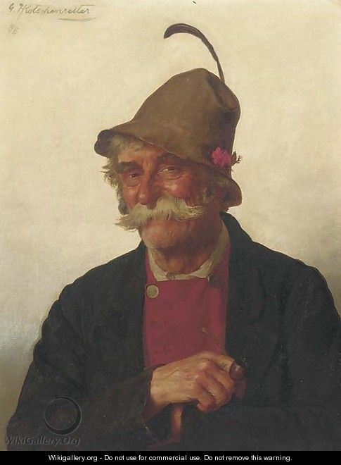 Portrait of a man with a pipe - G.Hugo Kotschenreiter