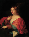 Portrait of a lady, three-quarter-length, in red and blue robes - Giuseppe Mazzolini