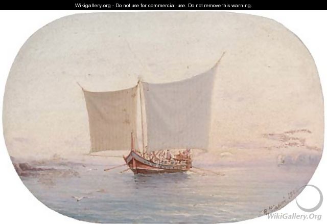 A Neapolitan vessel at sunset - G. Gianni
