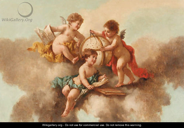 Putti with a Globe and a Compass - French School