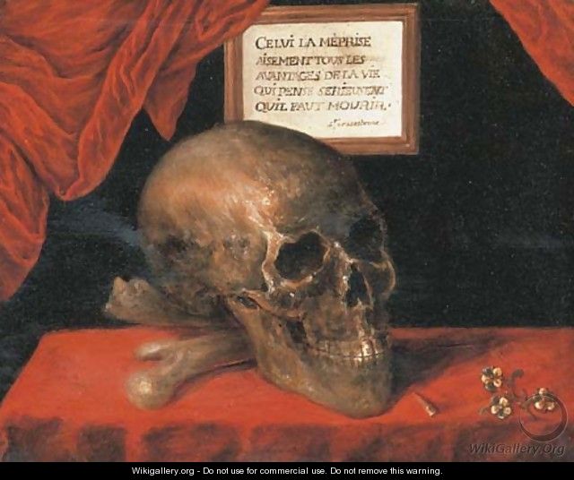 A vanitas still life with a skull - French School