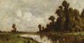 Lush Landscape Surrounding a Lake - French School