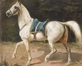 A saddled grey charger, thought to be Napoleon's horse Marengo - French School