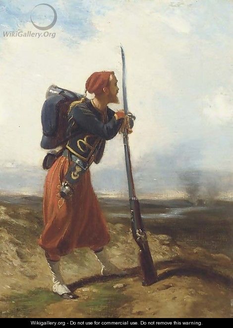A rifleman of the 4th Zouave Regiment, circa 1856 - French School