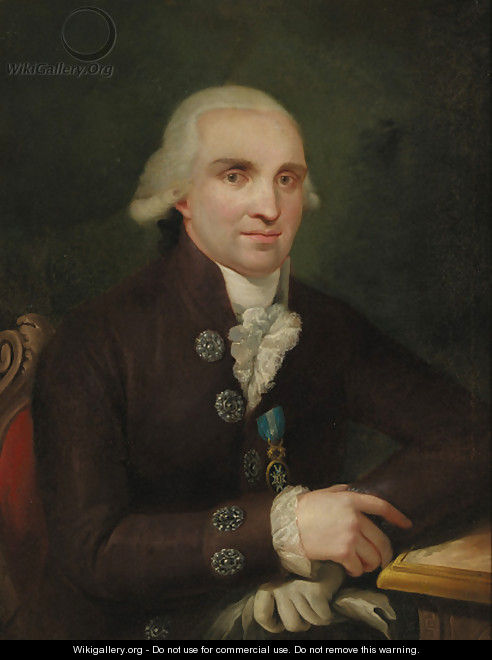 Portrait of a gentleman, seated half-length, in brown coat with a white necktie - French School