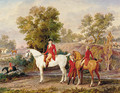 The Duke of Orleans and his son, The Duke of Chartres, hunting - French School