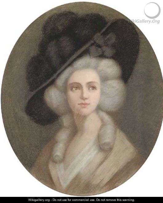 Portrait of a lady in an elegant hat - French School