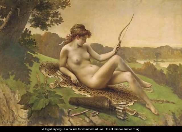 Diana the huntress resting - French School