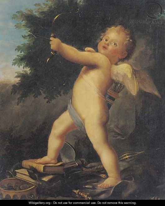 Cupid, an allegory of love triumphant - French School