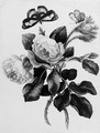 Three roses and two butterflies - French School