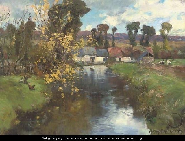 A riverside farm - Frederick Charles Vipont Ede
