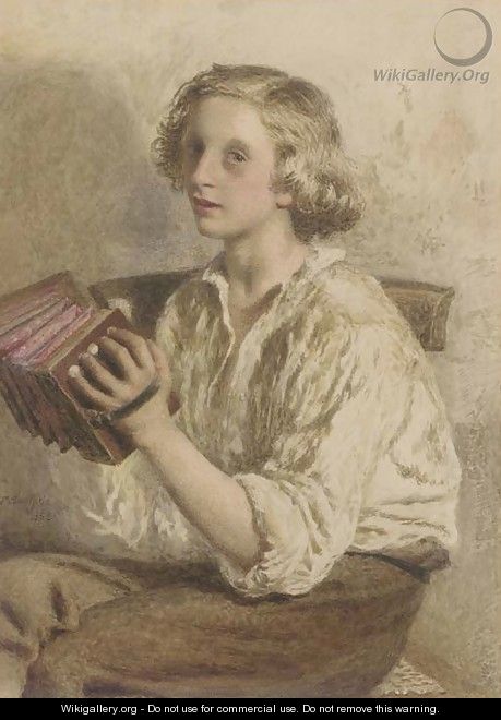 The accordian player - Frederick Smallfield, A.R.W.S.