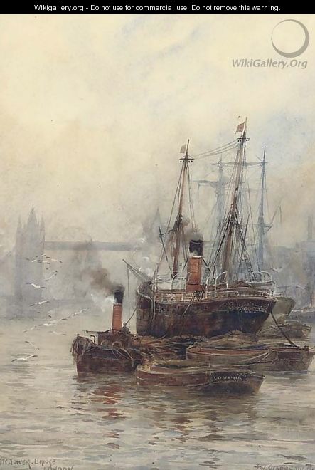 Shipping before Tower Bridge - William Harrison Scarborough