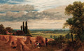 Harvesters resting in an extensive landscape - Frederick William Hulme
