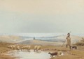 A shepherd and his flock on the South Downs above Brighton - Frederick William Woledge