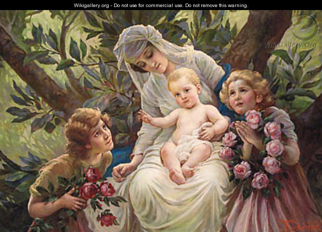 A Floral Tribute to a Mother and Child - Franz Dvorák