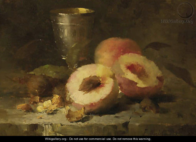 A still life with peaches - Frans Mortelmans