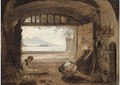 Neapolitan fisherfolk in a hut before the Bay of Naples - Franz Ludwig Catel