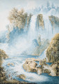 The falls at Tivoli, two anglers in the foreground - Franz Keiserman