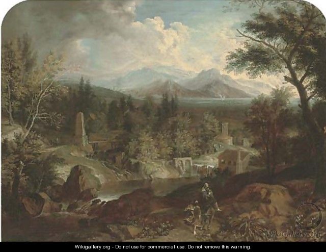 A river landscape with the Flight into Egypt - Franz Joachim Beich