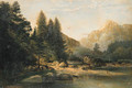 A mountainous river landscape - Franz von Lenbach