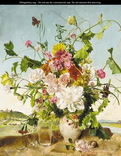 Summer flowers in a ceramic vase - Franz Xaver Wolf